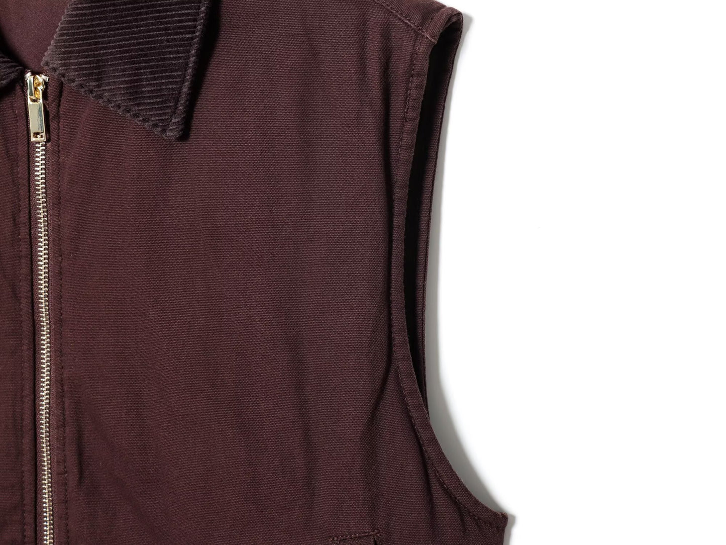 Women's new fashion corduroy collar design sleeveless zipper vest