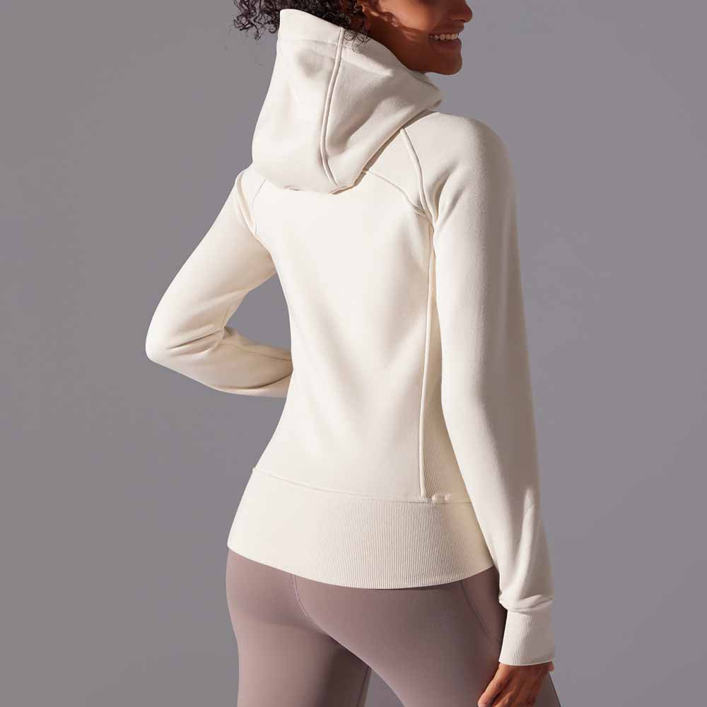Women's New Solid Color Outdoor Leisure Wear Yoga Training Fitness Jacket Padded Warm Hooded Sports Coat.
