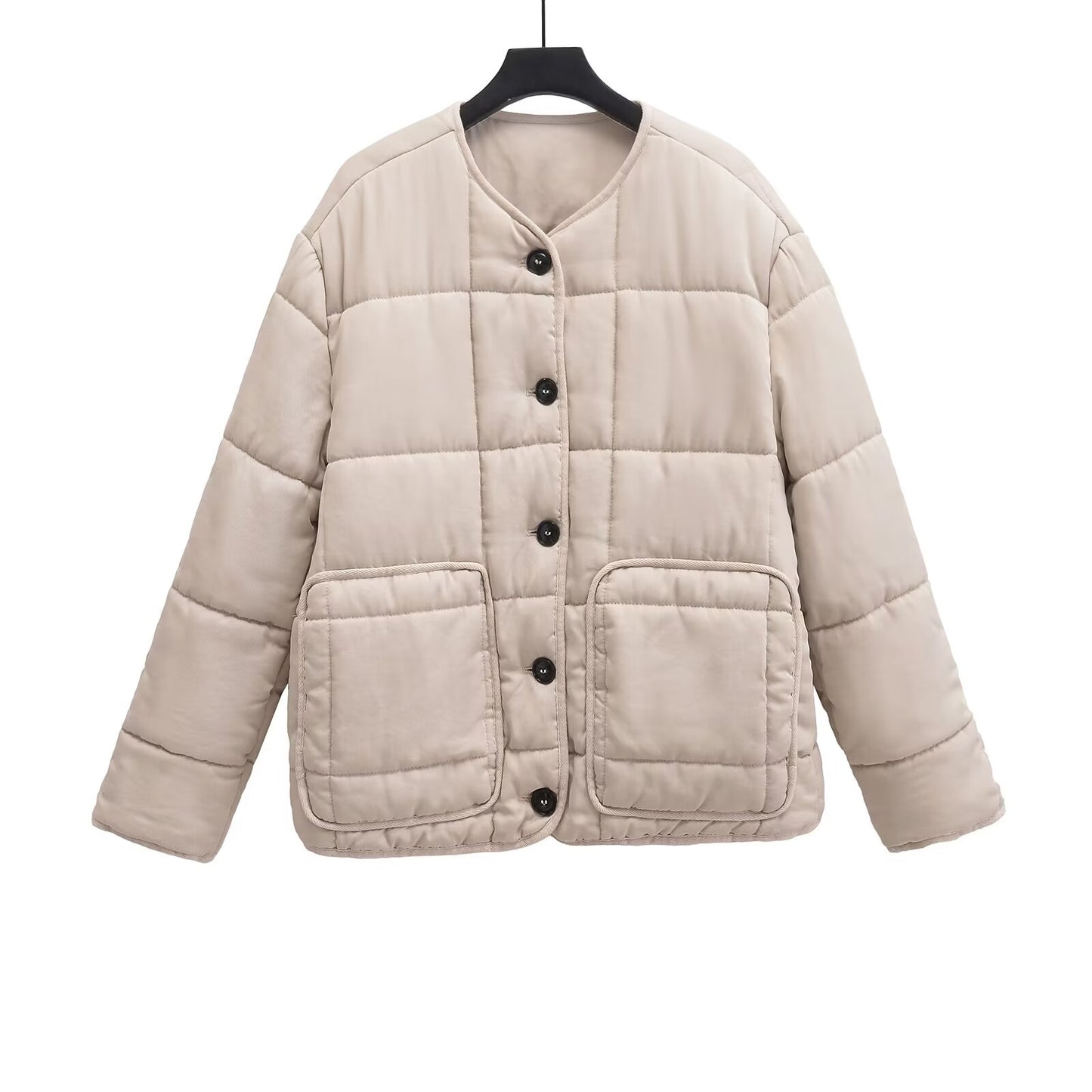 Women's loose new O Neck long sleeved cotton Coat