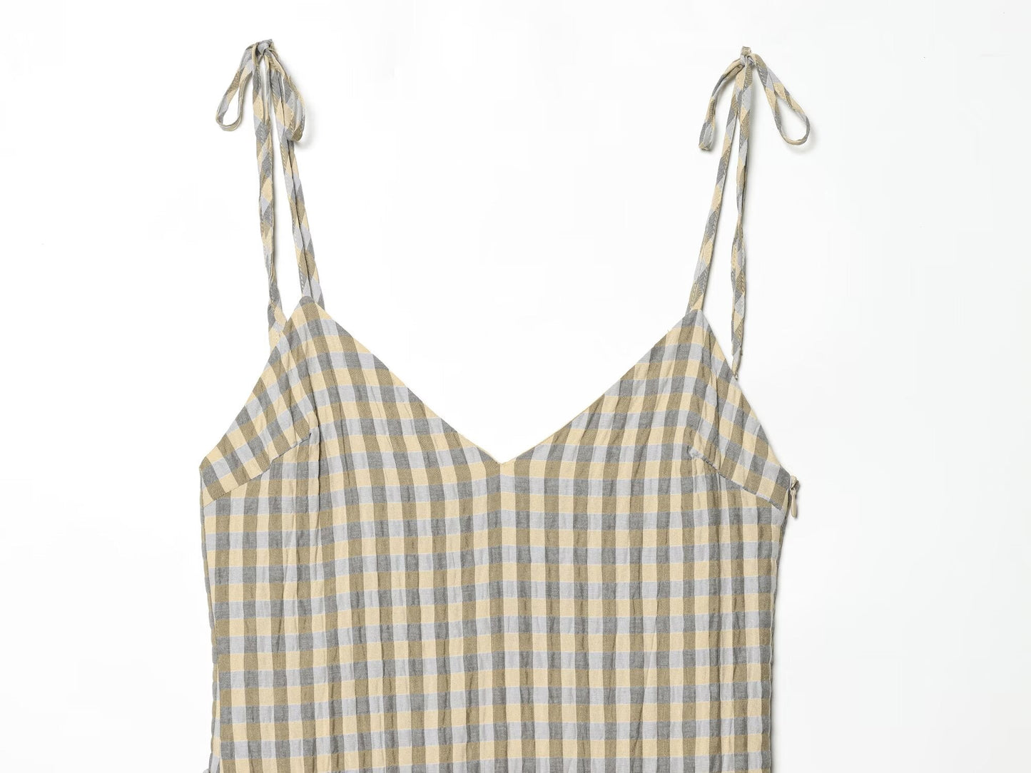 Women's layered decorative plaid suspender dress