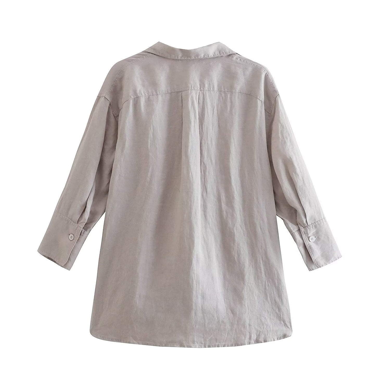 Women's casual linen blend asymmetrical shirt