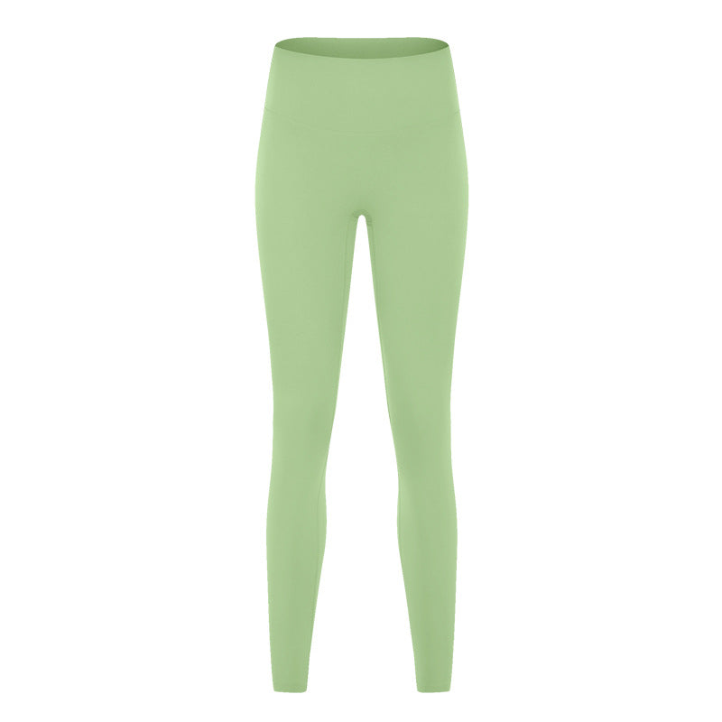 Yoga Women's New High-waist Hip-lifting Yoga Pants with No Embarrassing Lines, Nine-point Nude Yoga Pants for Women's Elastic Fitness Exercise.