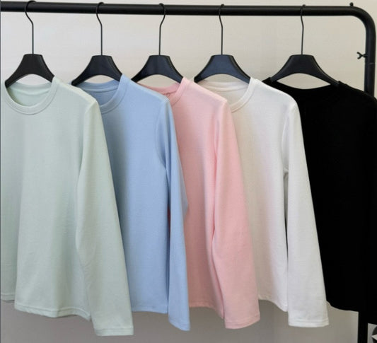 Women's New Double-Sided Brushed O-Neck Base Layer Top