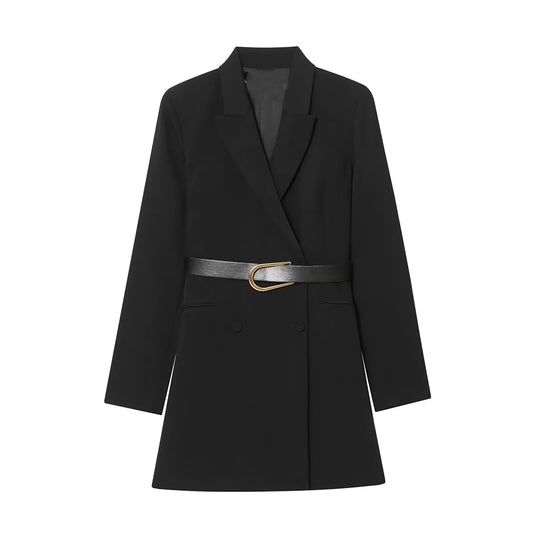 Women's With Belt casual double breasted Blazer style dress