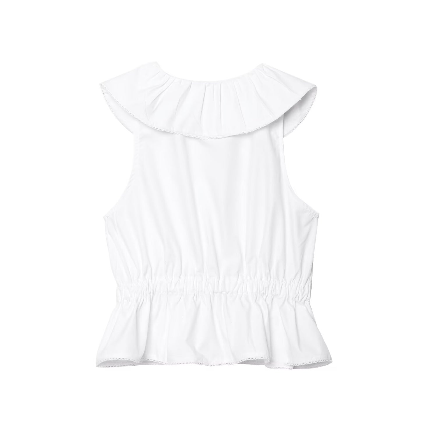 Women's new fashion small round Lapel slim single breasted poplin top