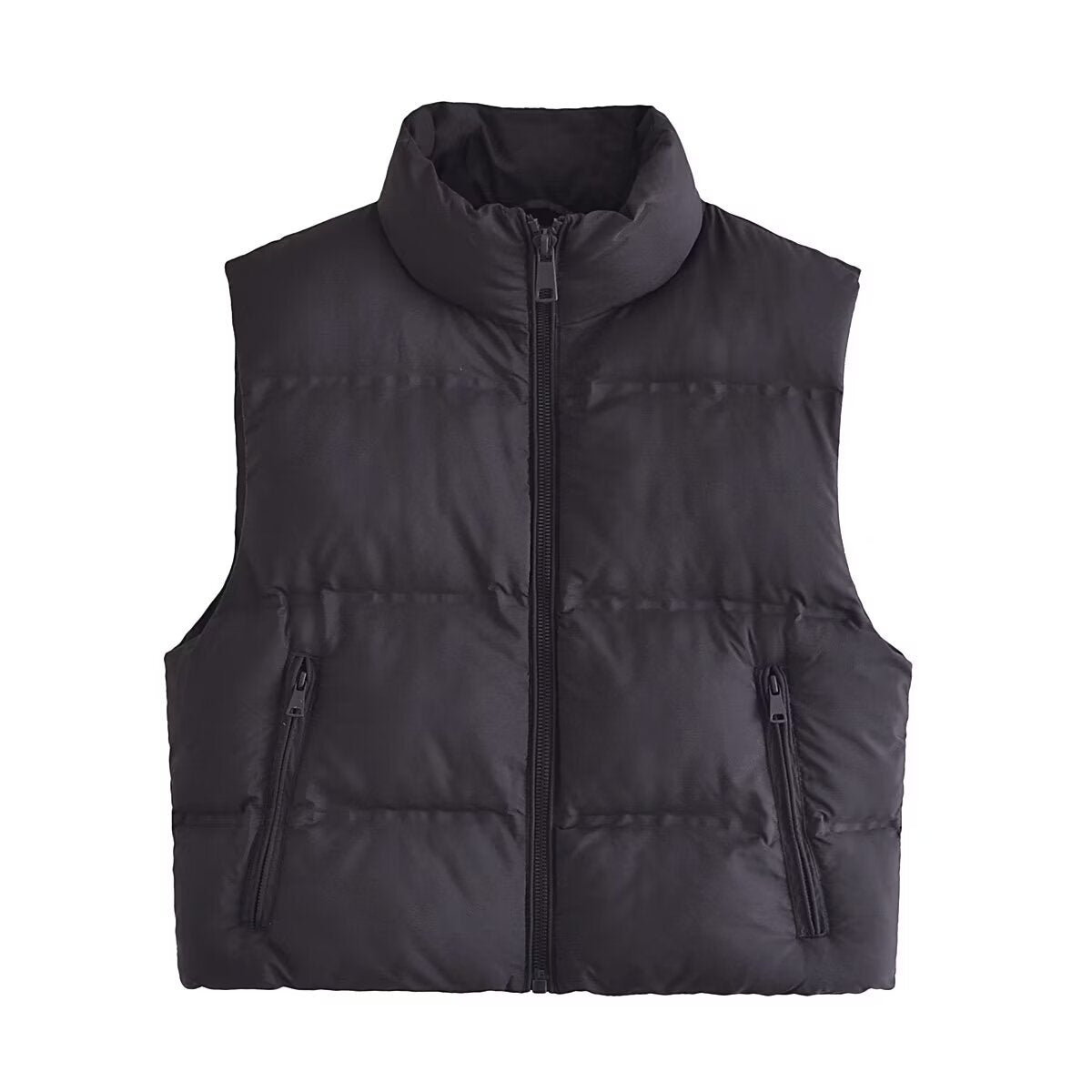 Women's winter fashion stand collar warm zipper cotton vest