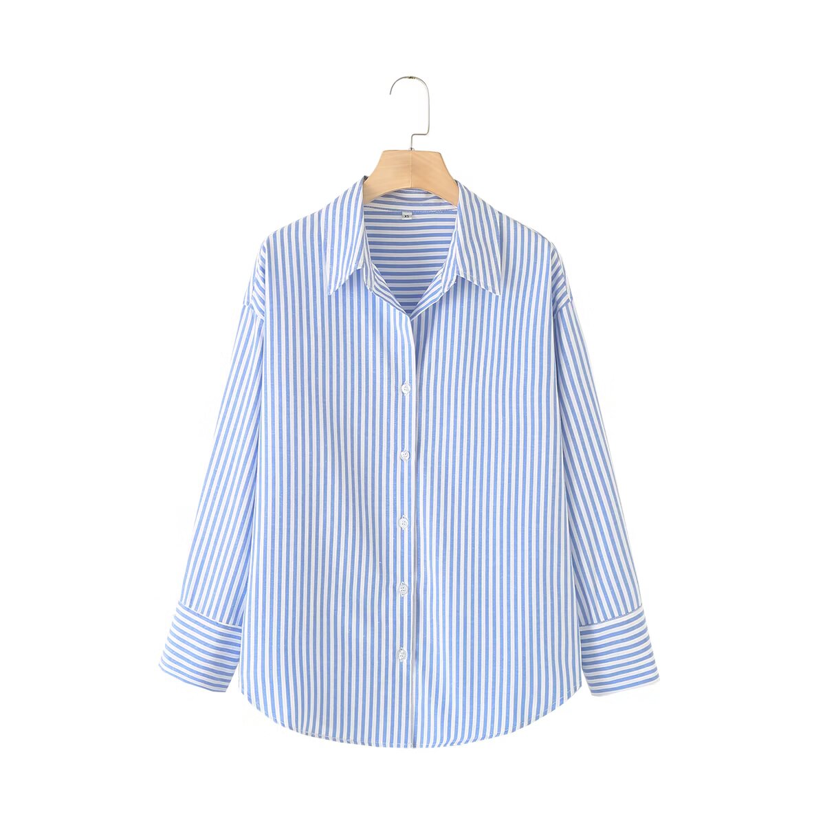 Women's new fashion loose printed striped shirt casual comfortable poplin shirt retro long sleeved button up women's shirt chic top