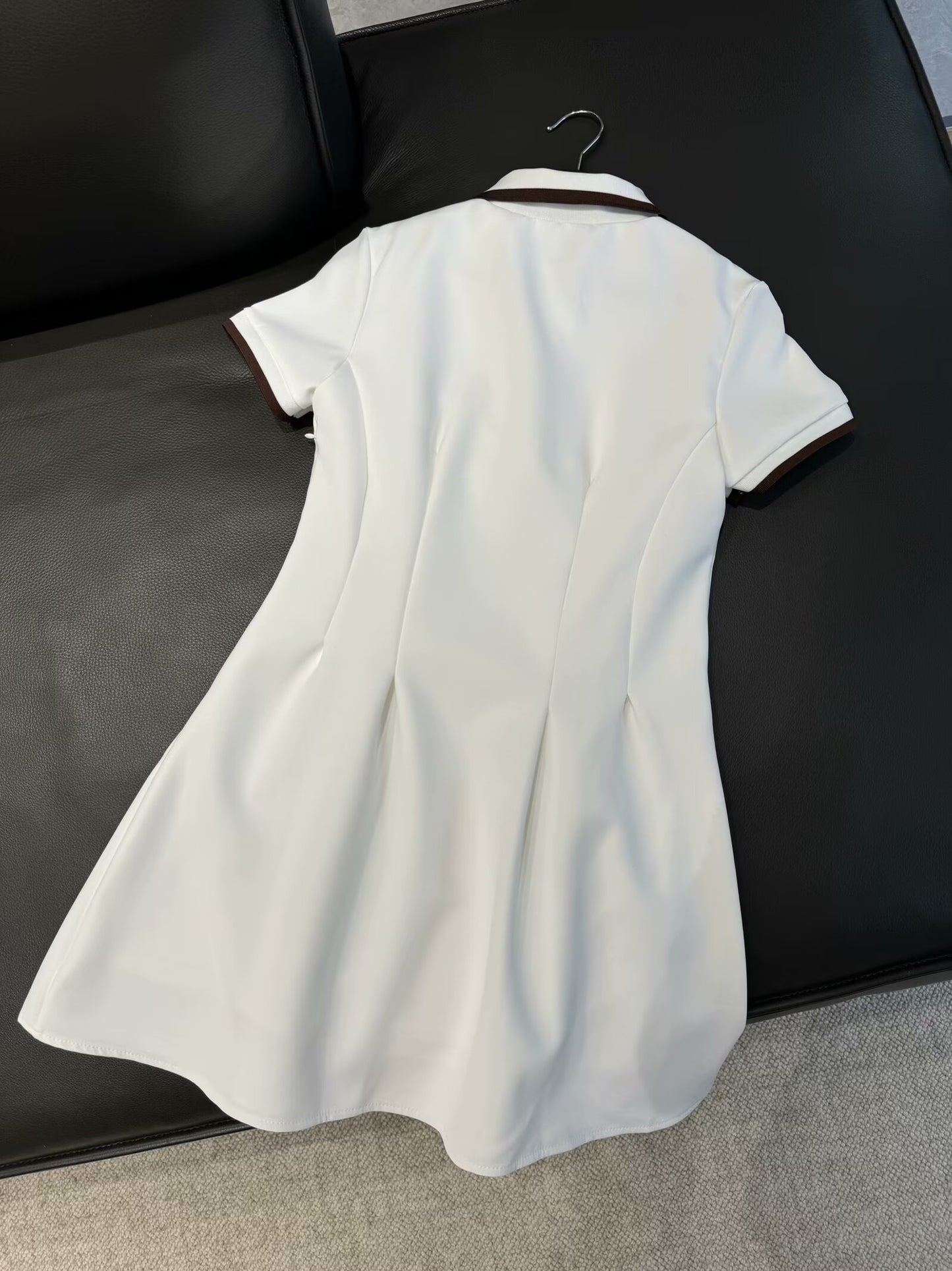 Women's new chic fashion pleated decoration slim ribbed lapel mini dress retro short sleeved button up women's dress Mujer