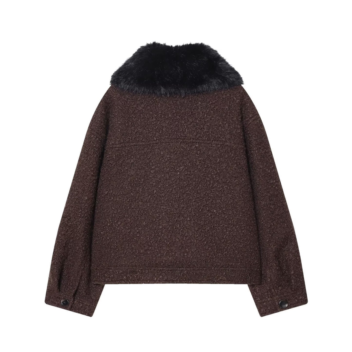 Women's new fur collar twill fabric jacket Coat