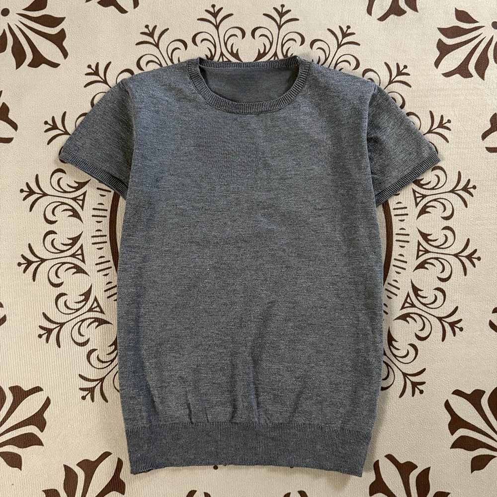 2026 women's new casual Joker O-neck knitted short-sleeved T-shirt