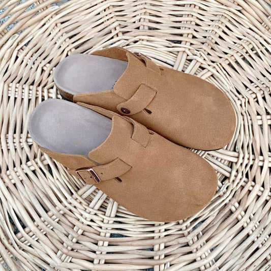 Men's and women's half-trailer vintage cork platform sandals and slippers.