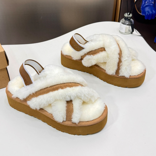 Women's new thick-soled long-haired slippers