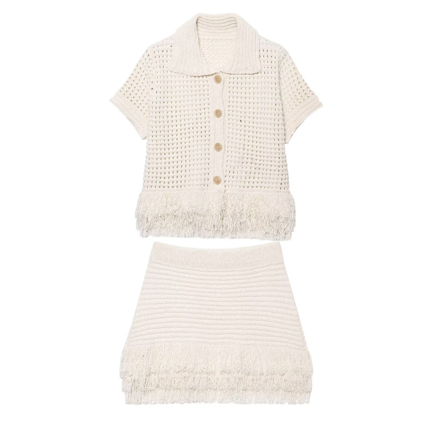 Ladies' new fashion slim single breasted plaid knit top+Skirts Women's suit
