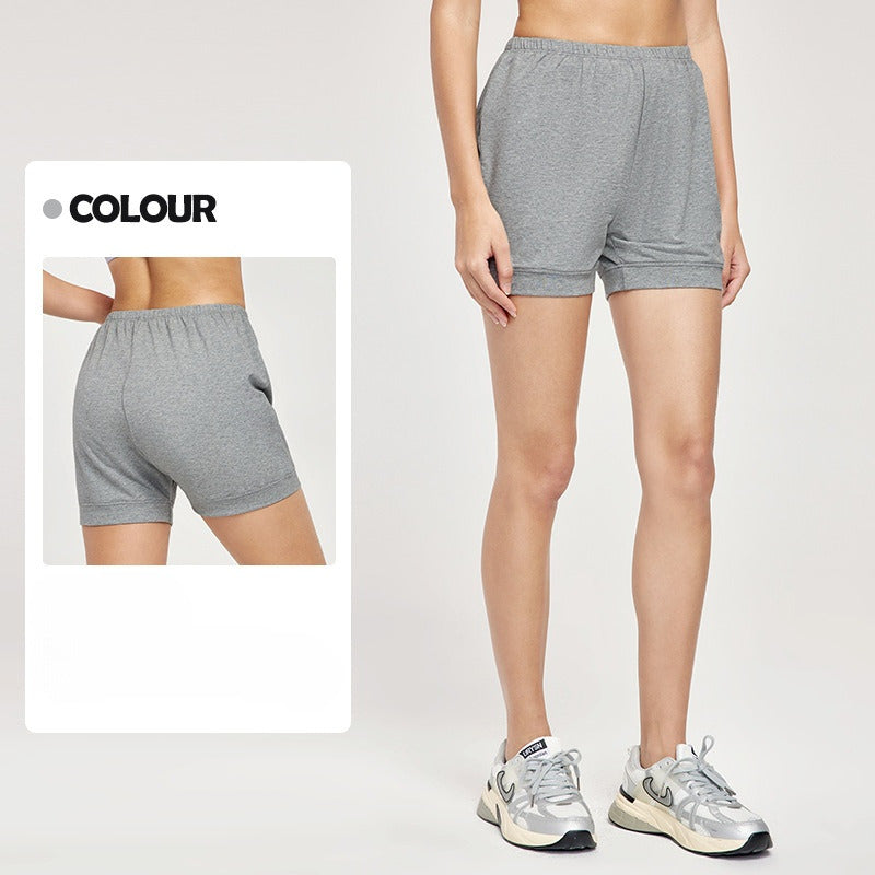 Women's New Fashion Joker Solid Color Cotton Loose Breathable Shorts Anti-exposure Elastic Fitness Yoga Shorts