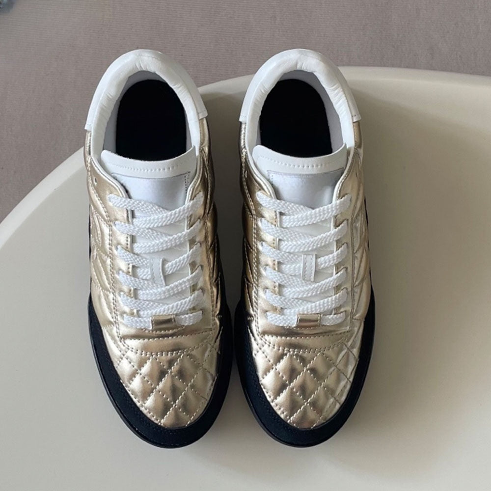 Women's new bright rhombic plaid casual shoes
