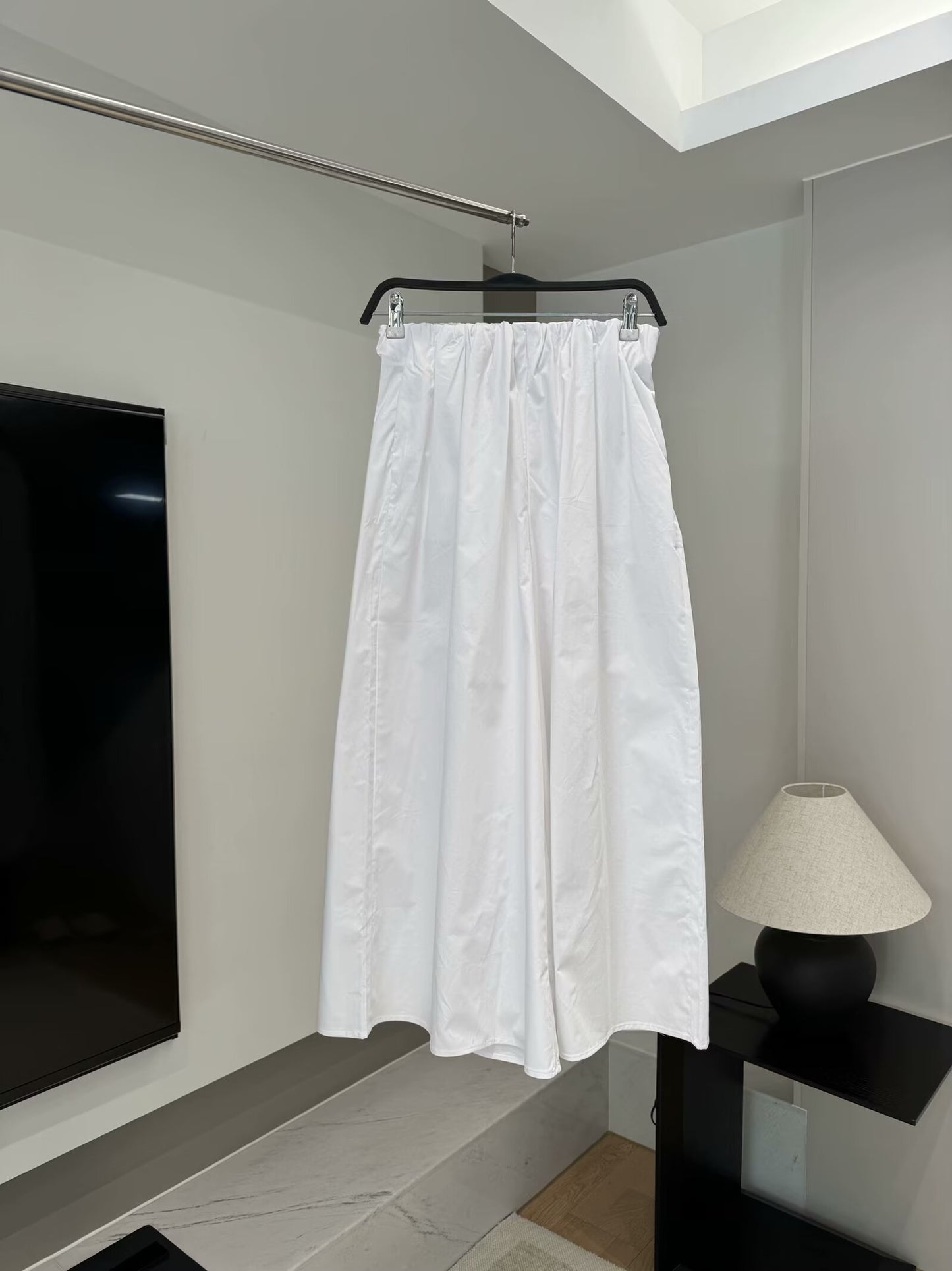 Women's 2025 chic fashion side pocket loose wide-leg pants retro high elastic waist women's trousers