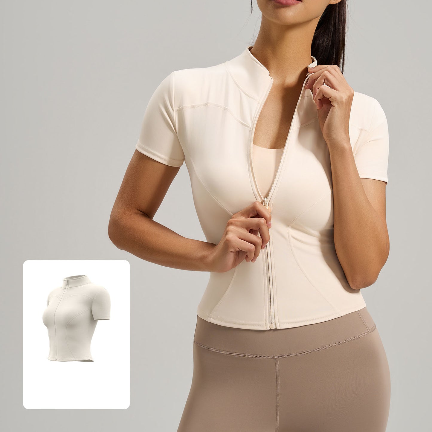 2026 women's new high-elastic tight-fitting nude fitness sports top
