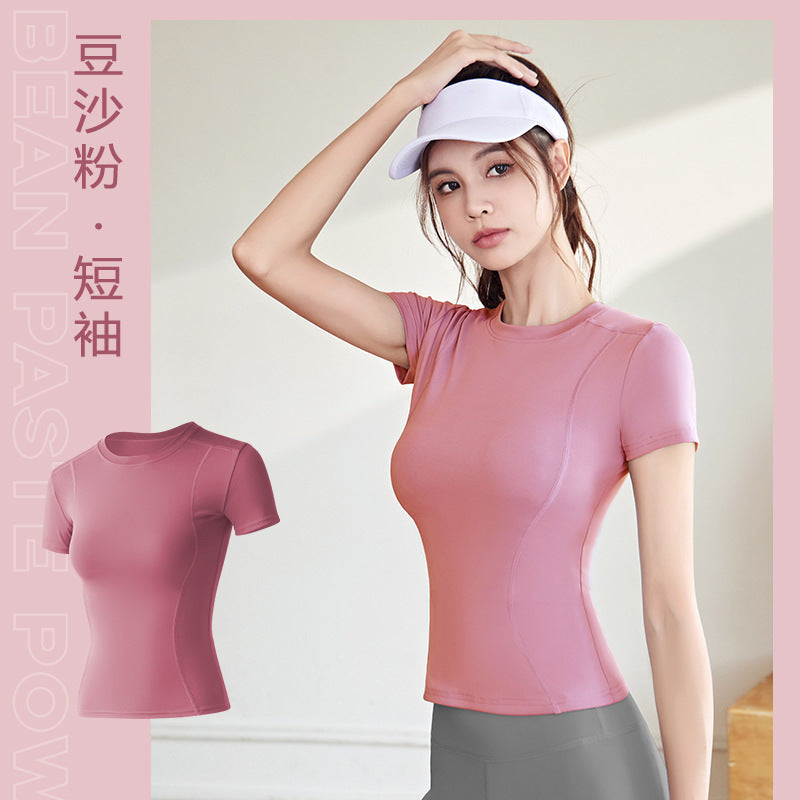 LU Women's new thin sports tight yoga clothes short sleeve top running fitness T-shirt