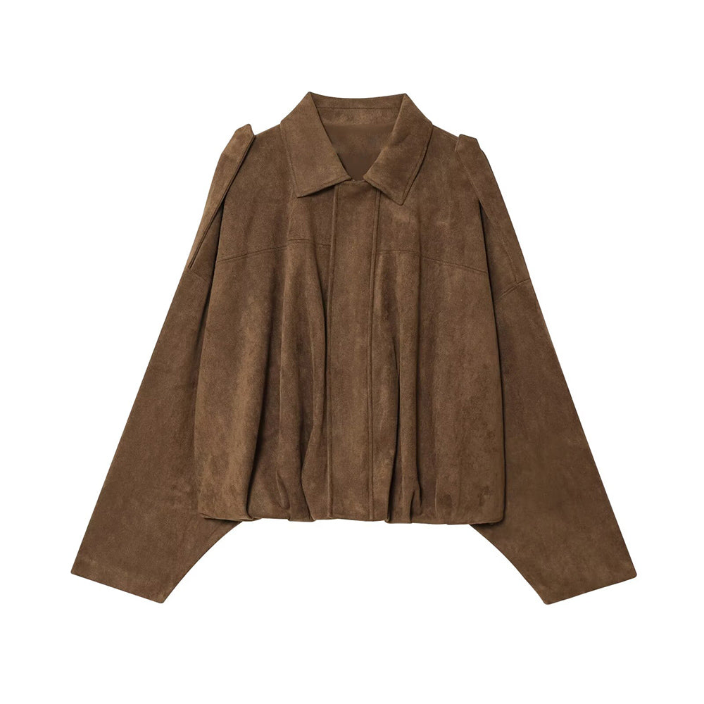 Women's new fashion loose suede effect flying jacket coat