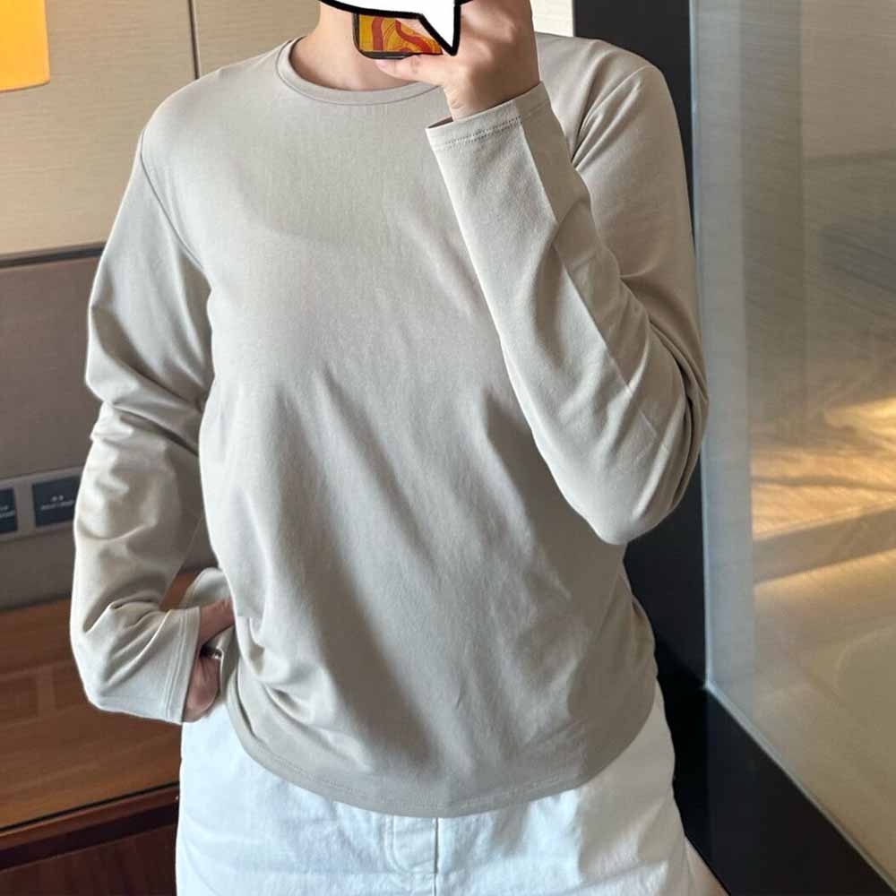 LU Women's new fashion Joker casual comfortable breathable O-neck long sleeve T-shirt