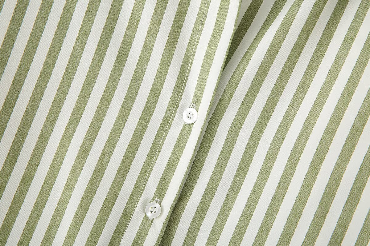 Women's new fashion loose printed striped shirt casual comfortable poplin shirt retro long sleeved button up women's shirt chic top