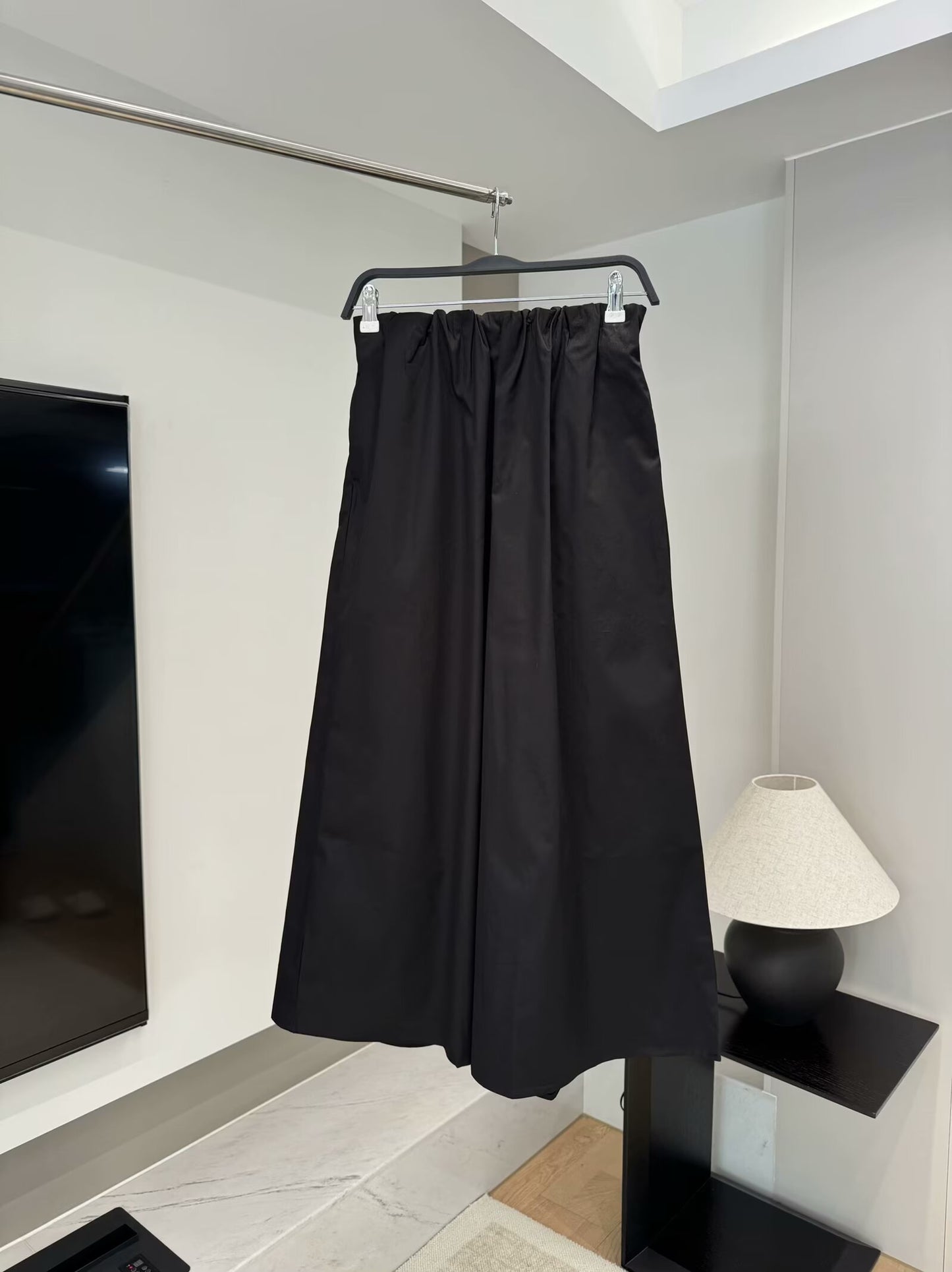 Women's 2025 chic fashion side pocket loose wide-leg pants retro high elastic waist women's trousers