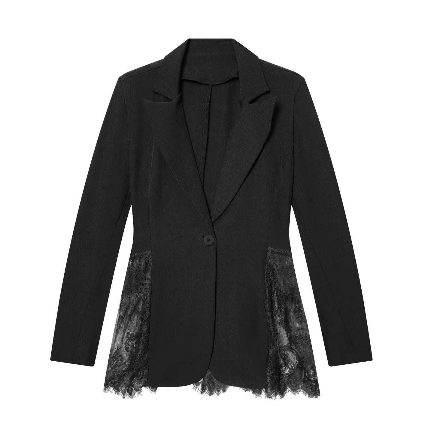 2026 Women's contrasting lace slim Blazer Coat
