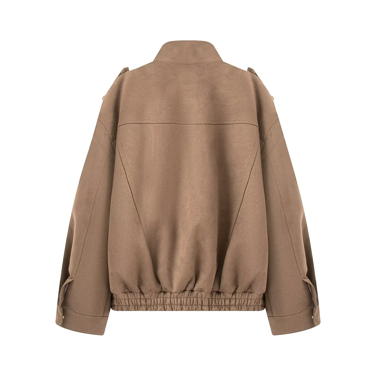 Women's New pocket decoration suede texture Faux Leather jacket