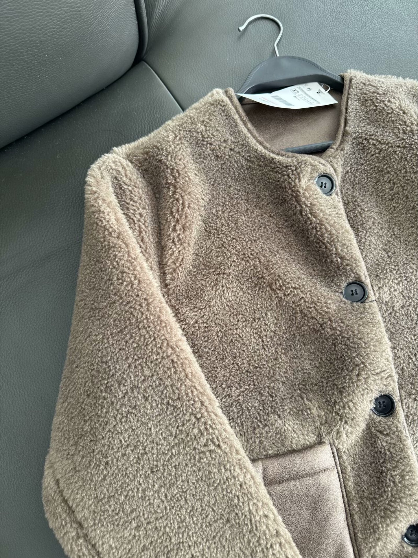 Women's new Fashion pocket decoration loose casual warm fleece jacket coat retro long sleeved button up women's coat chic top