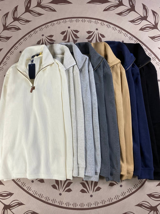 Men's and women's new casual Joker Mini fabric long sleeve half zipper sweater