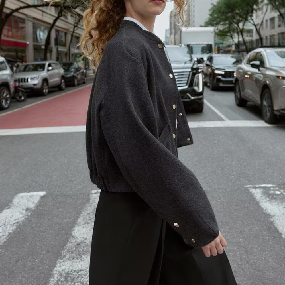 Women's new fashion elastic hem soft texture flying jacket Coat