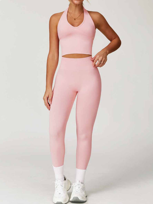Women's New Fashion Breathable Neck Back Yoga Bra Tight High Waist Hip Yoga Pants.