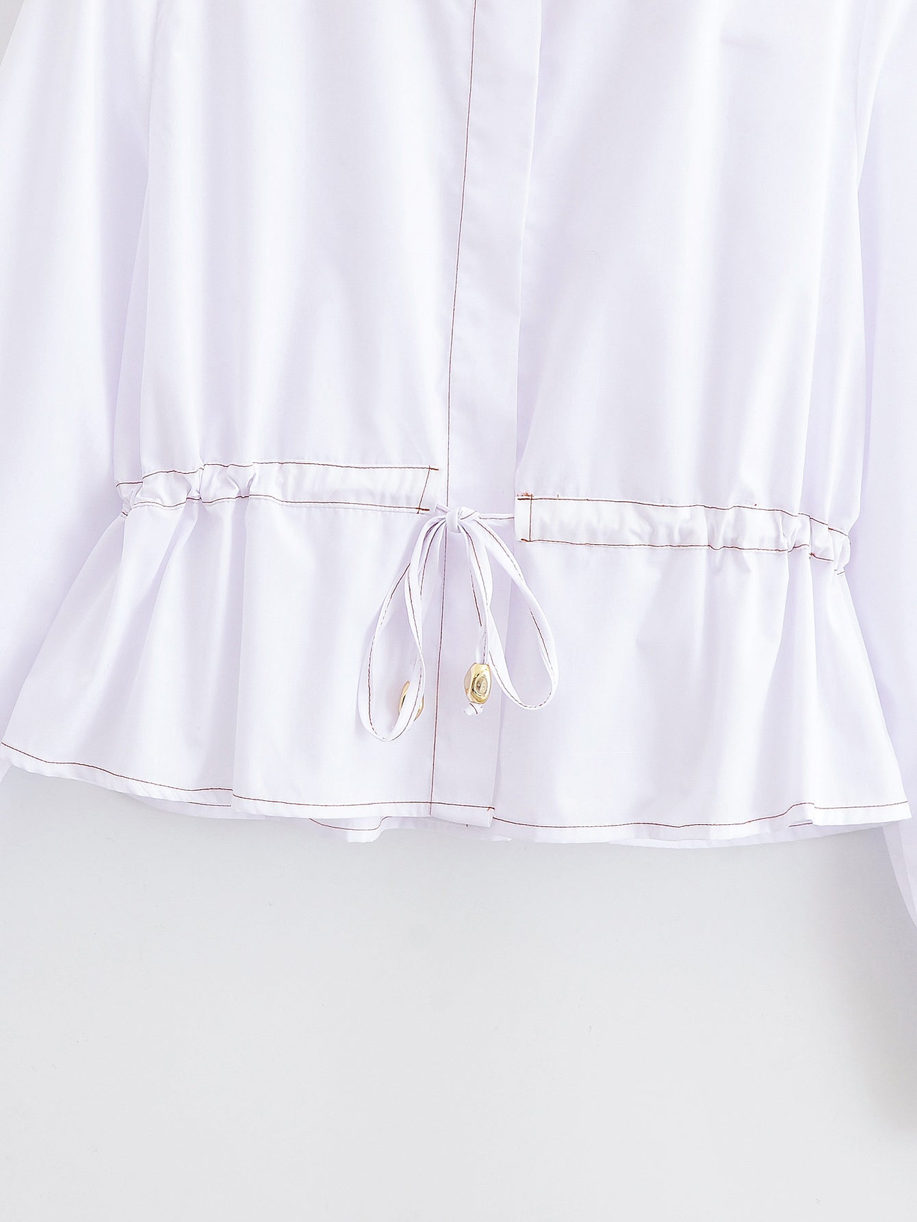 Women's chic fashion with drawstring short long sleeved shirt