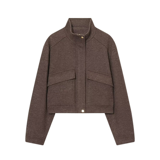 New Women's Casual Stand Collar Long Sleeve Jacket