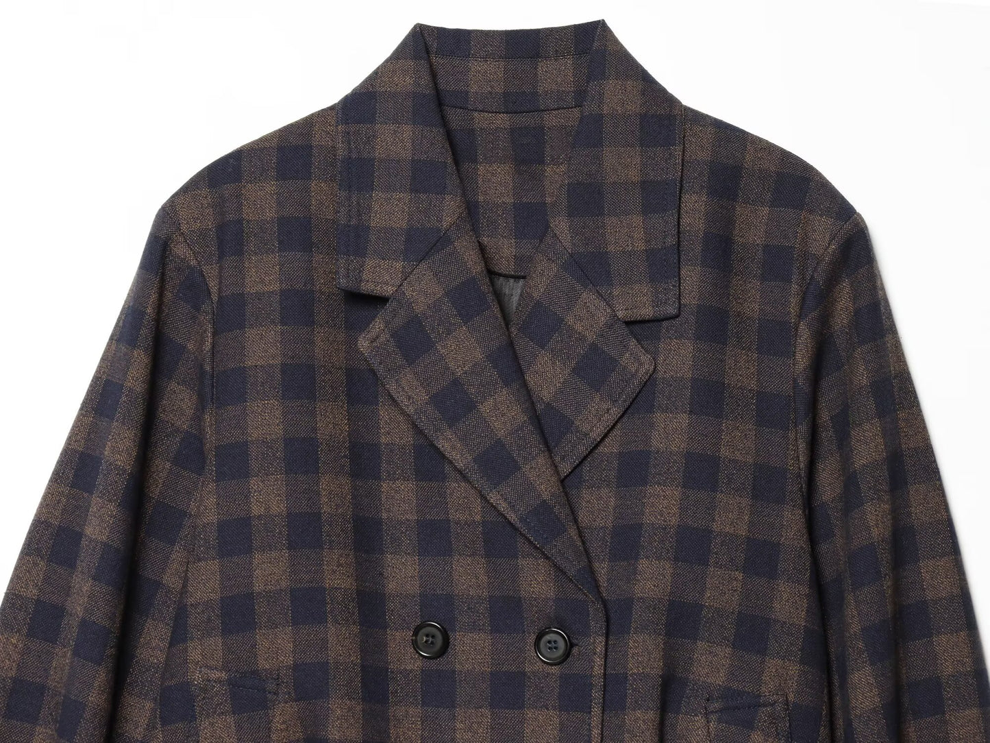 Women's casual double breasted plaid Coat