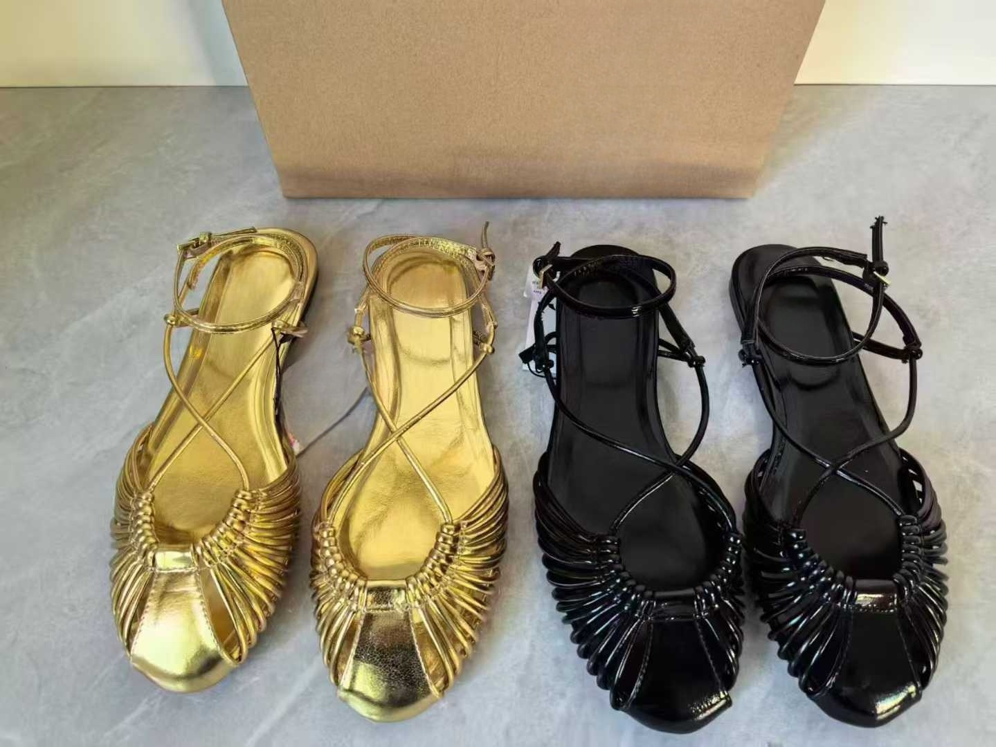 Women's Shoes 2026 New Style Closed-Toe Woven Hollow-Out Sandals Flat Shoes