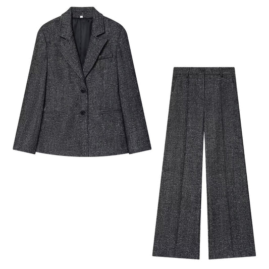 suit Women's 2 pieces slim short skirt style hem Blazer Coat+Pants