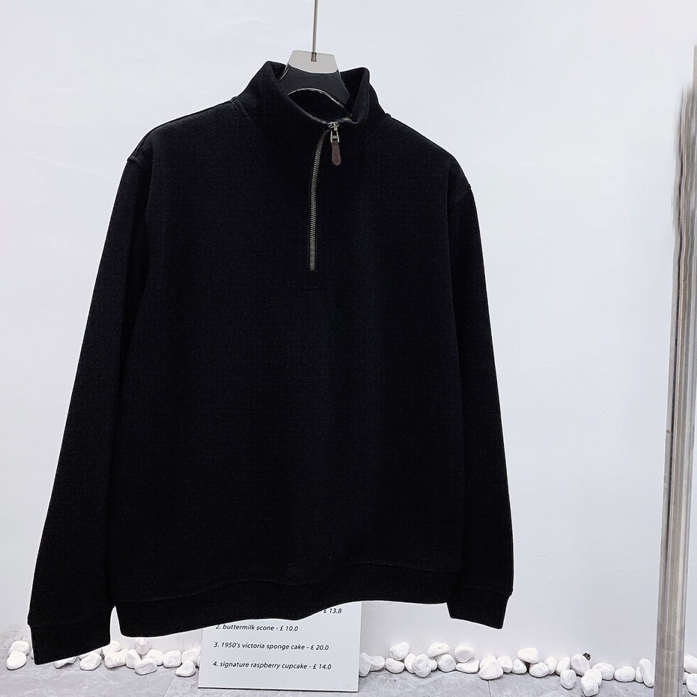Women's new embroidered half-zipper lapel long-sleeved sweater