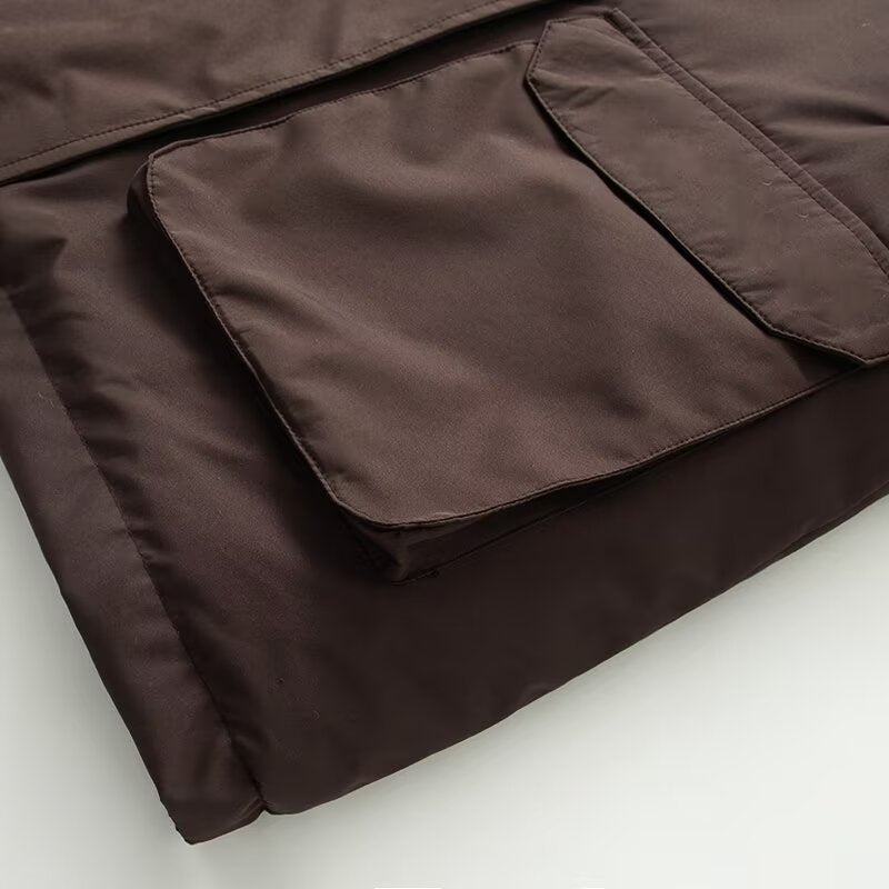 Women's thickened warm spliced lambswool Parkas Coat