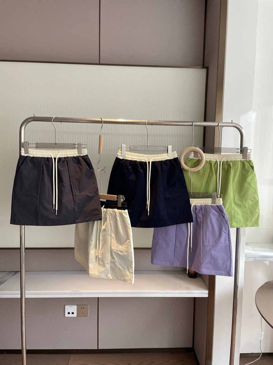 Women's New Fashion Casual Joker Reflective Letter Printing Elastic Waist Outdoor Woven Tooling Skirt Ladies Pants Skirt.