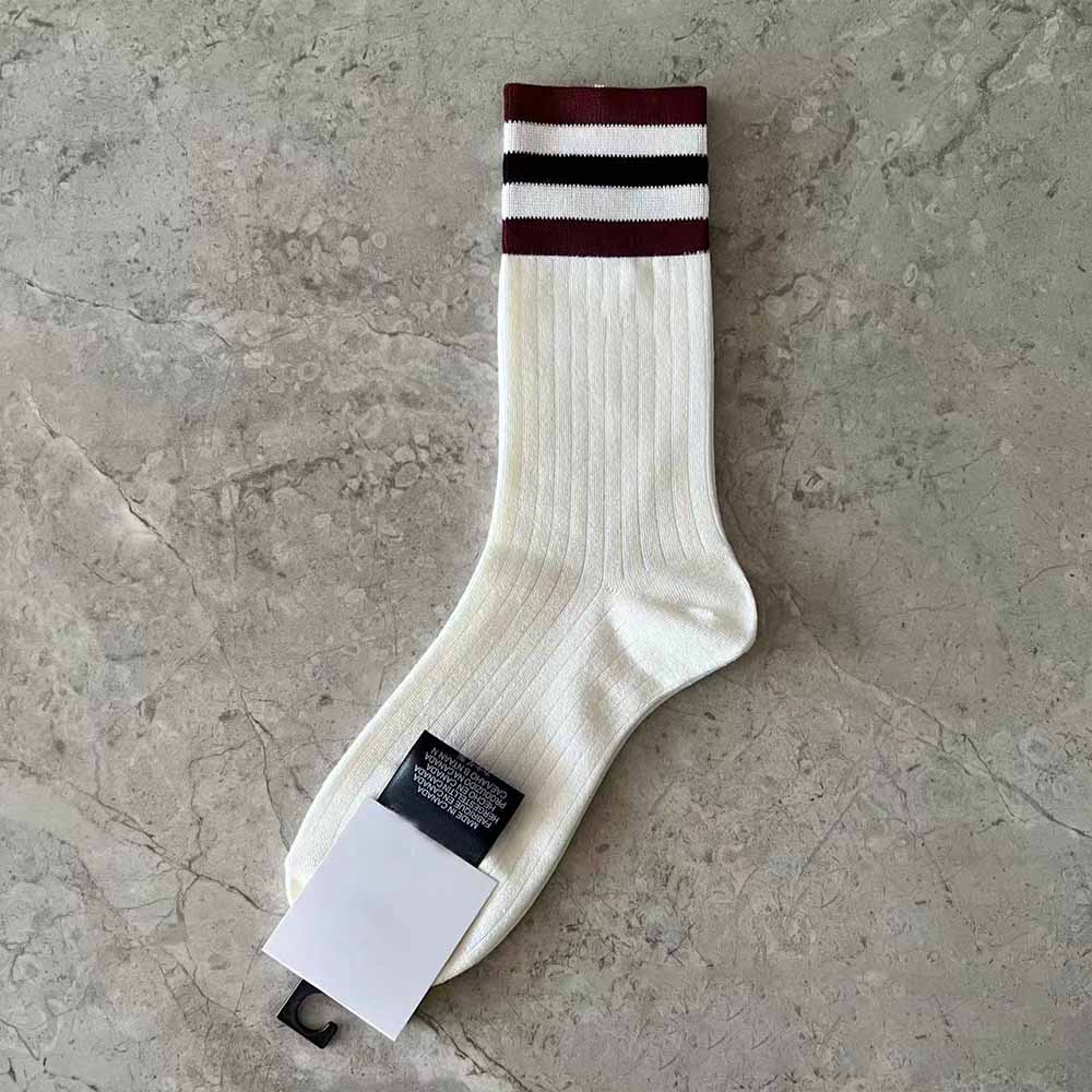 Men's and Women's New Socks Three Bars Fashion Joker Pile Socks, Embroidered Socks Black, White, Gray and Solid Color Leisure Socks.