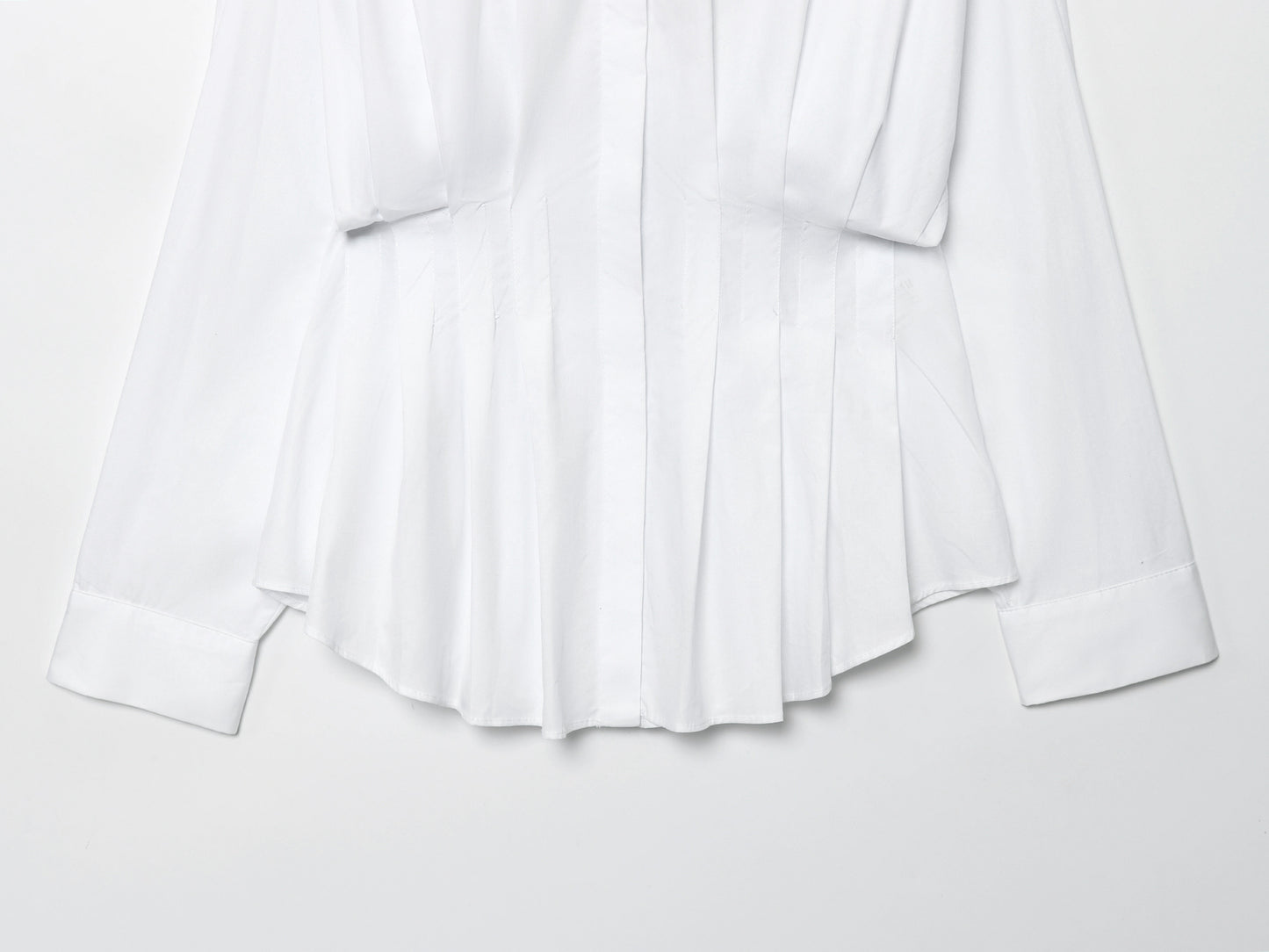 Women's new fashion long sleeved pleated poplin shirt