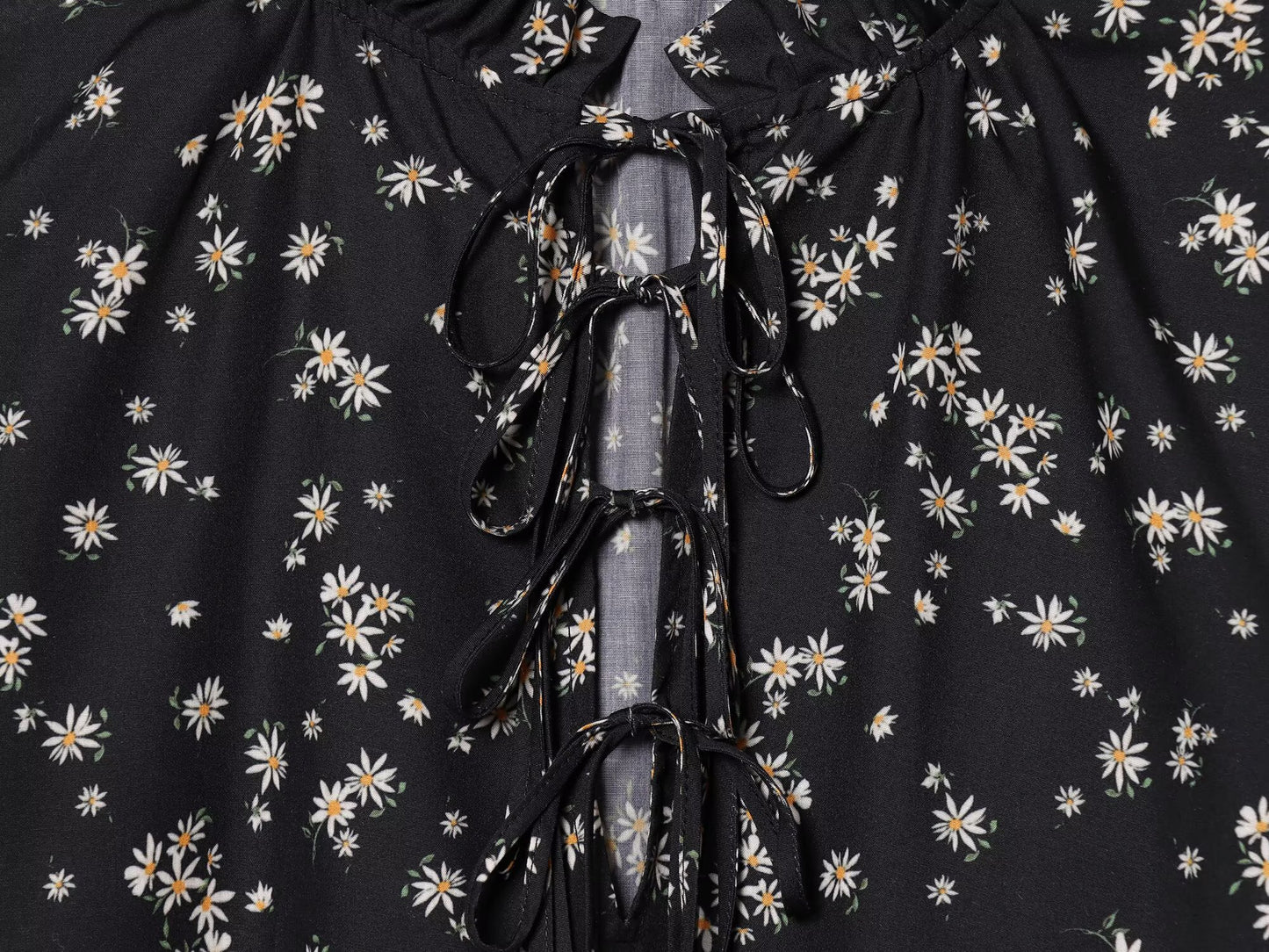2026 Women's printed V-neck lace up shirt