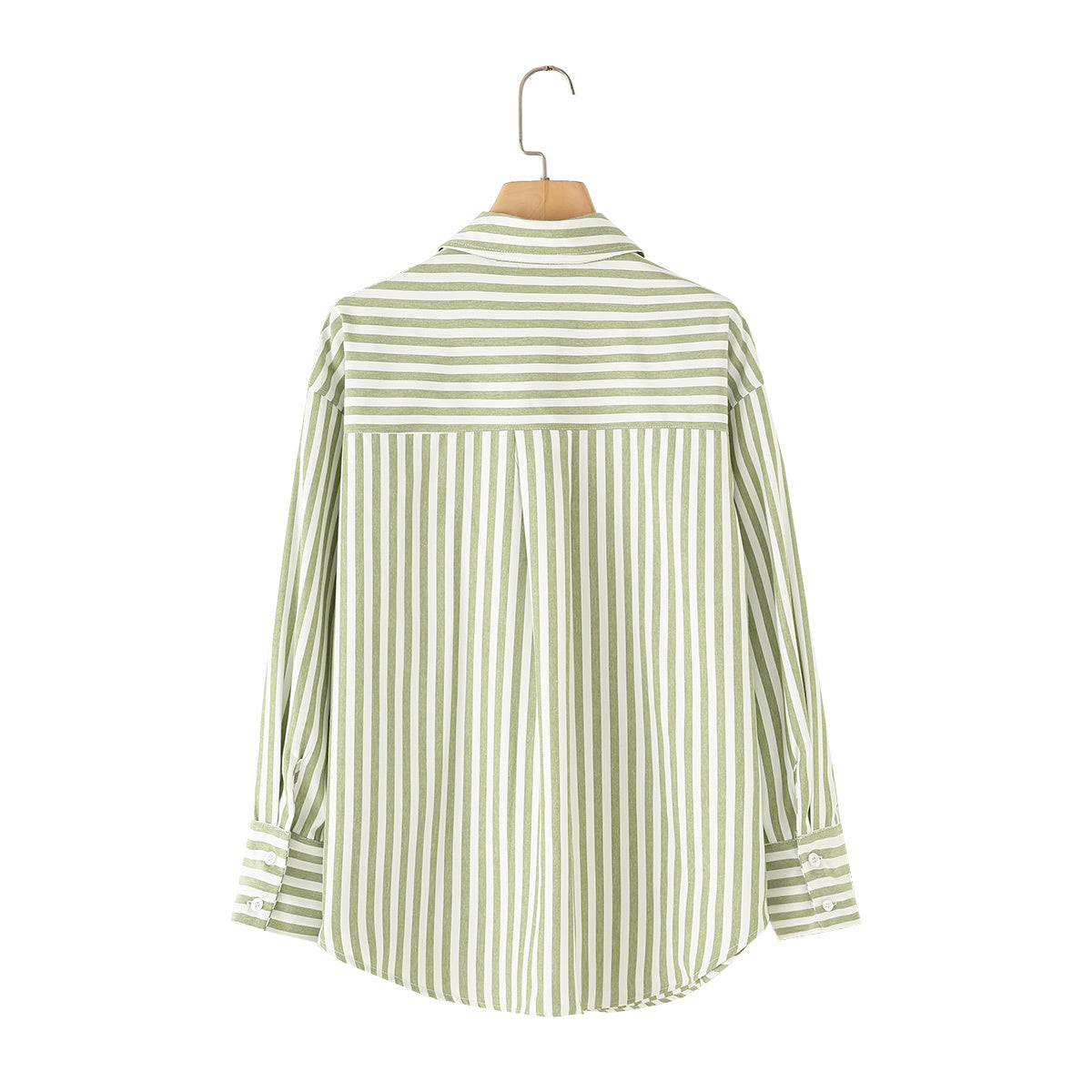 Women's new fashion loose printed striped shirt casual comfortable poplin shirt retro long sleeved button up women's shirt chic top